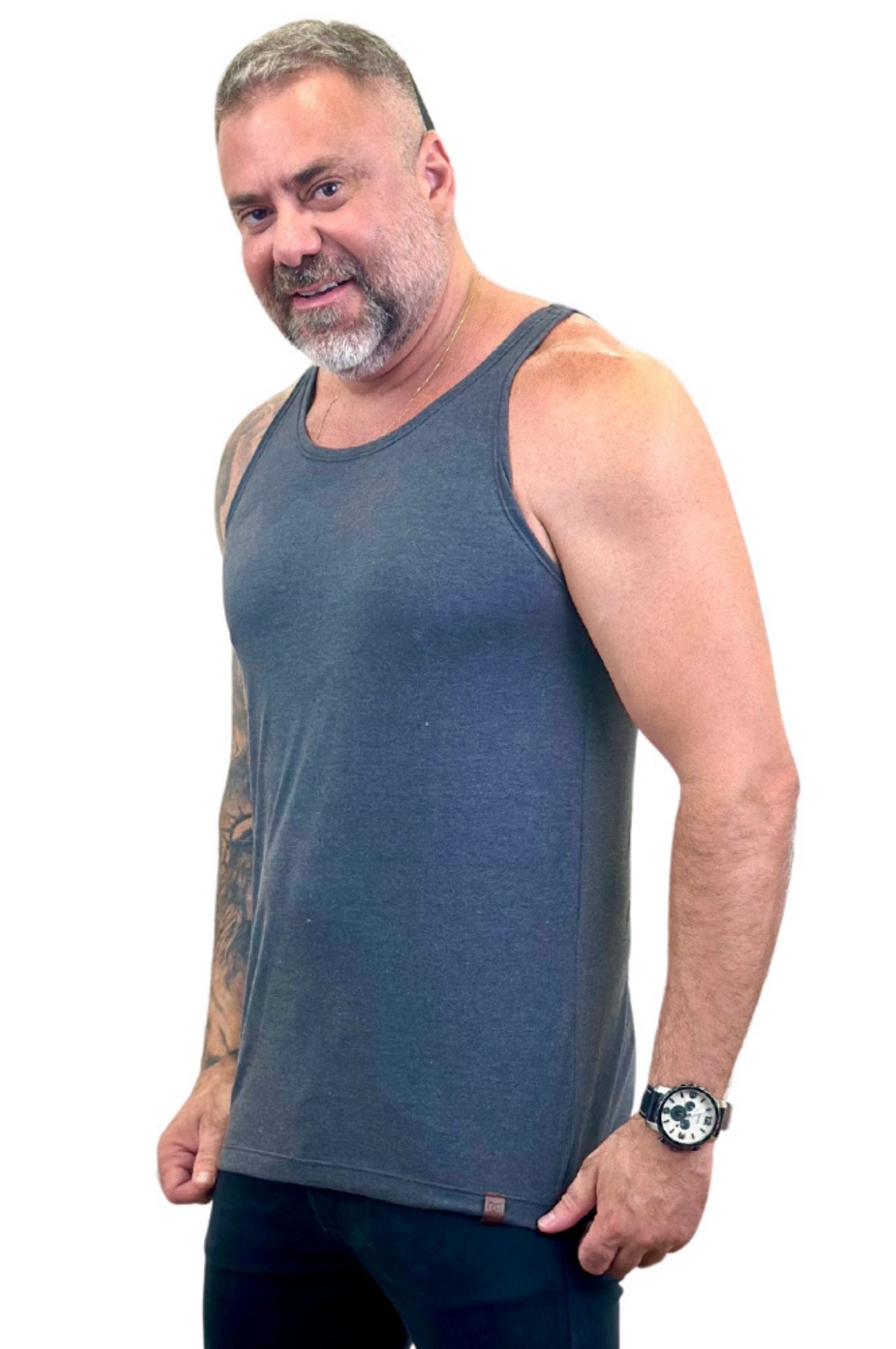 Regata Básica Slim Mescla Escuro