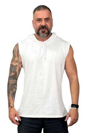 Regata Machão Com Capuz Malhão Premium Acetinado Branca