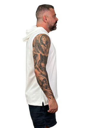 Regata Machão Com Capuz Malhão Premium Acetinado Branca