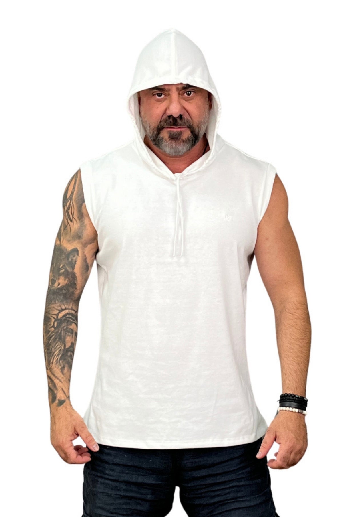 Regata Machão Com Capuz Malhão Premium Acetinado Branca