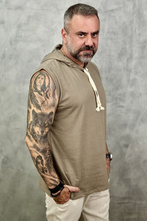 Regata Machão Com Capuz Malhão Premium Acetinado Marrom