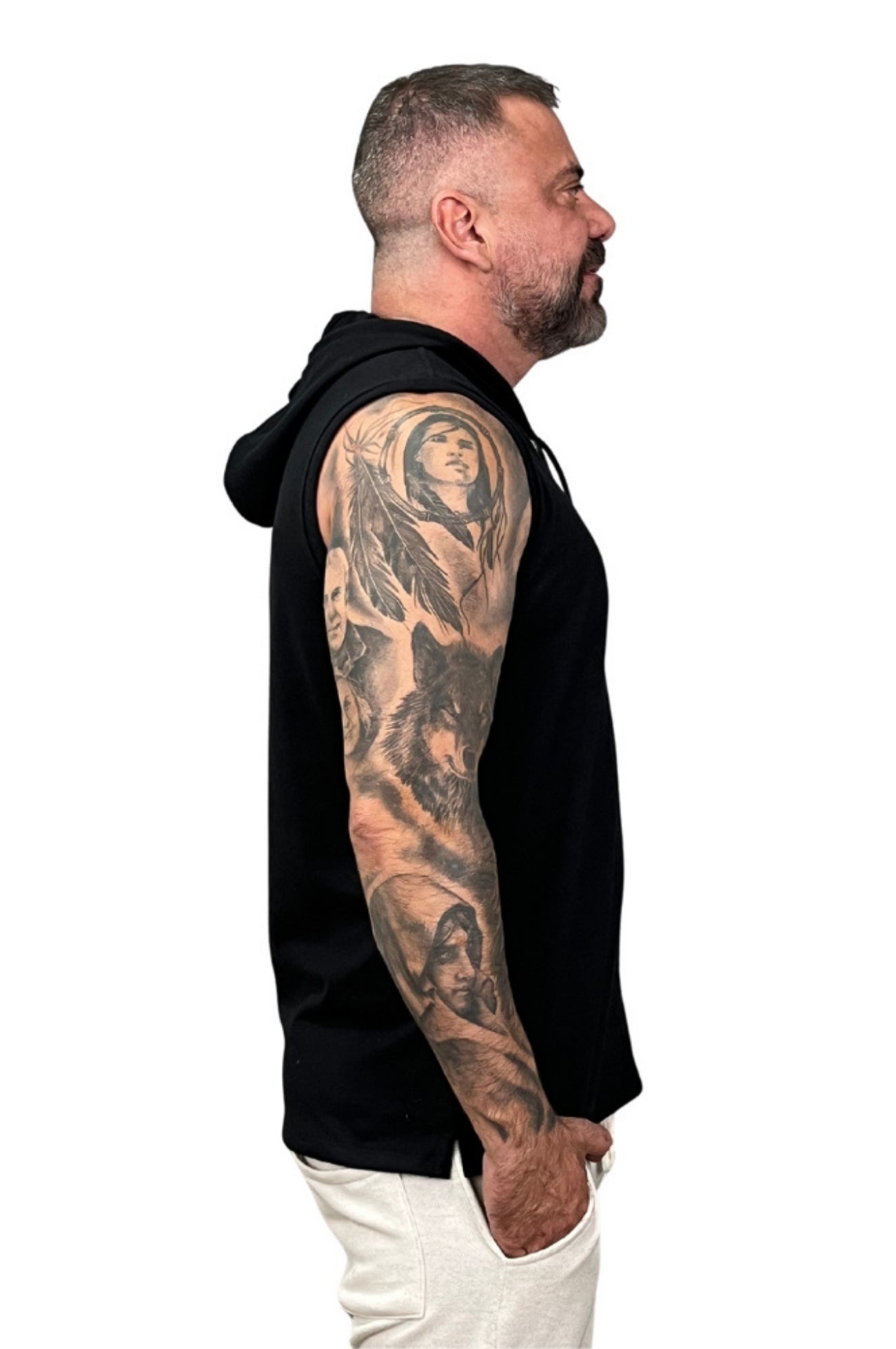 Regata Machão Com Capuz Malhão Premium Acetinado Preta