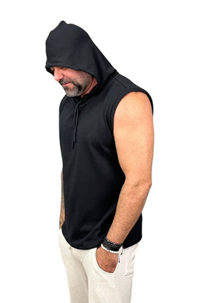 Regata Machão Com Capuz Malhão Premium Acetinado Preta