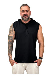 Regata Machão Com Capuz Malhão Premium Acetinado Preta