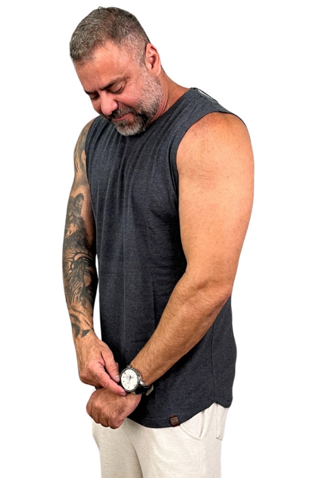 Regata Machão levinha Chumbo Mescla