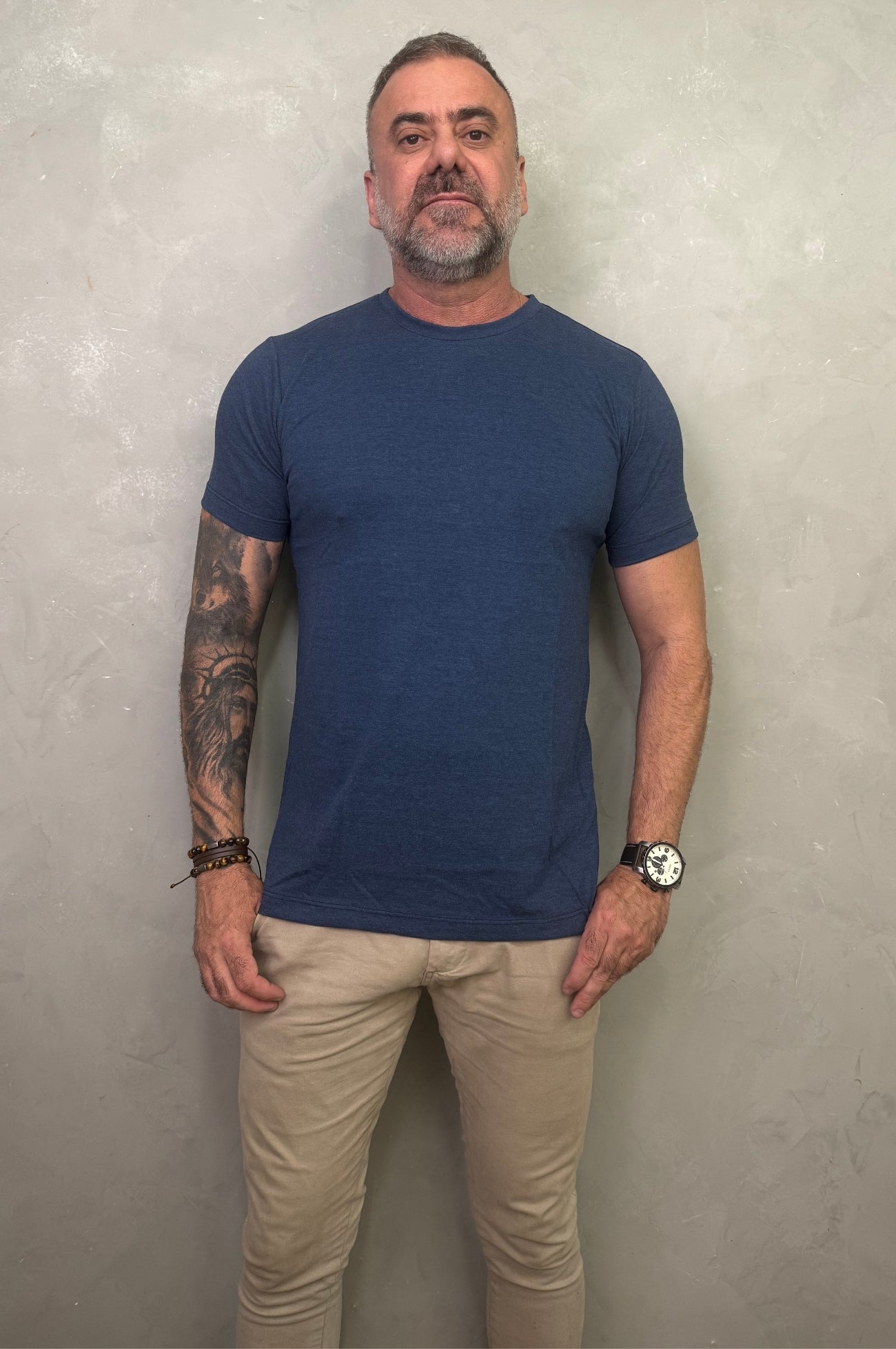 Camiseta Levinha Slim Azul Mescla