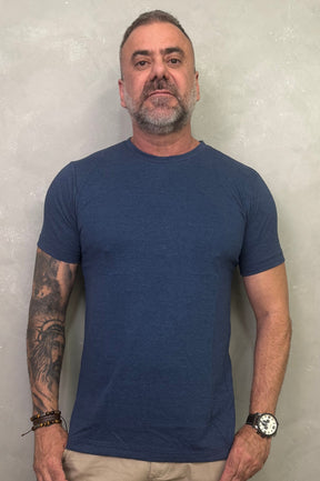 Camiseta Levinha Slim Azul Mescla