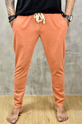 Calça Da Cunha de Linho Puro Coral