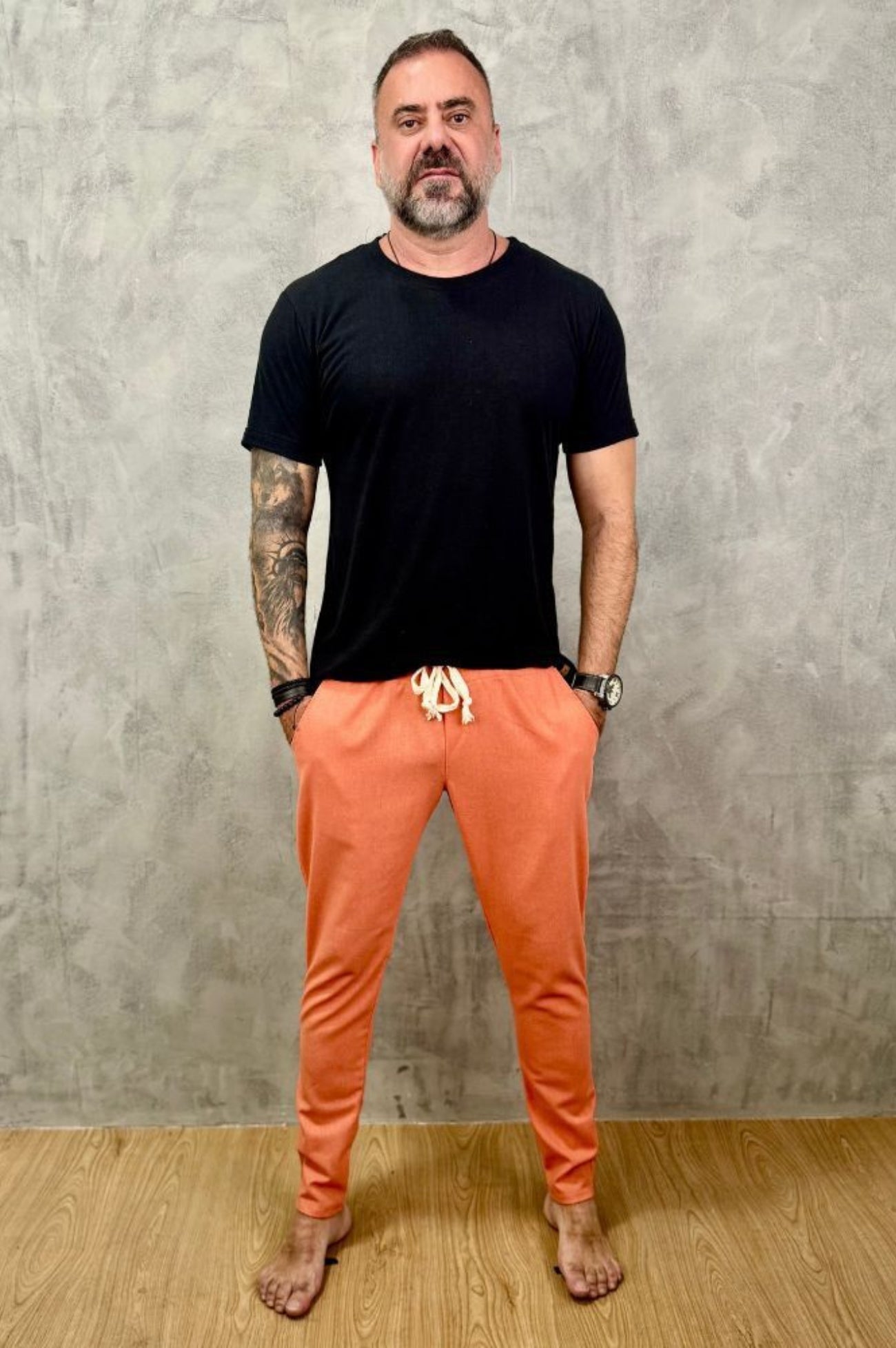 Calça Da Cunha de Linho Puro Coral