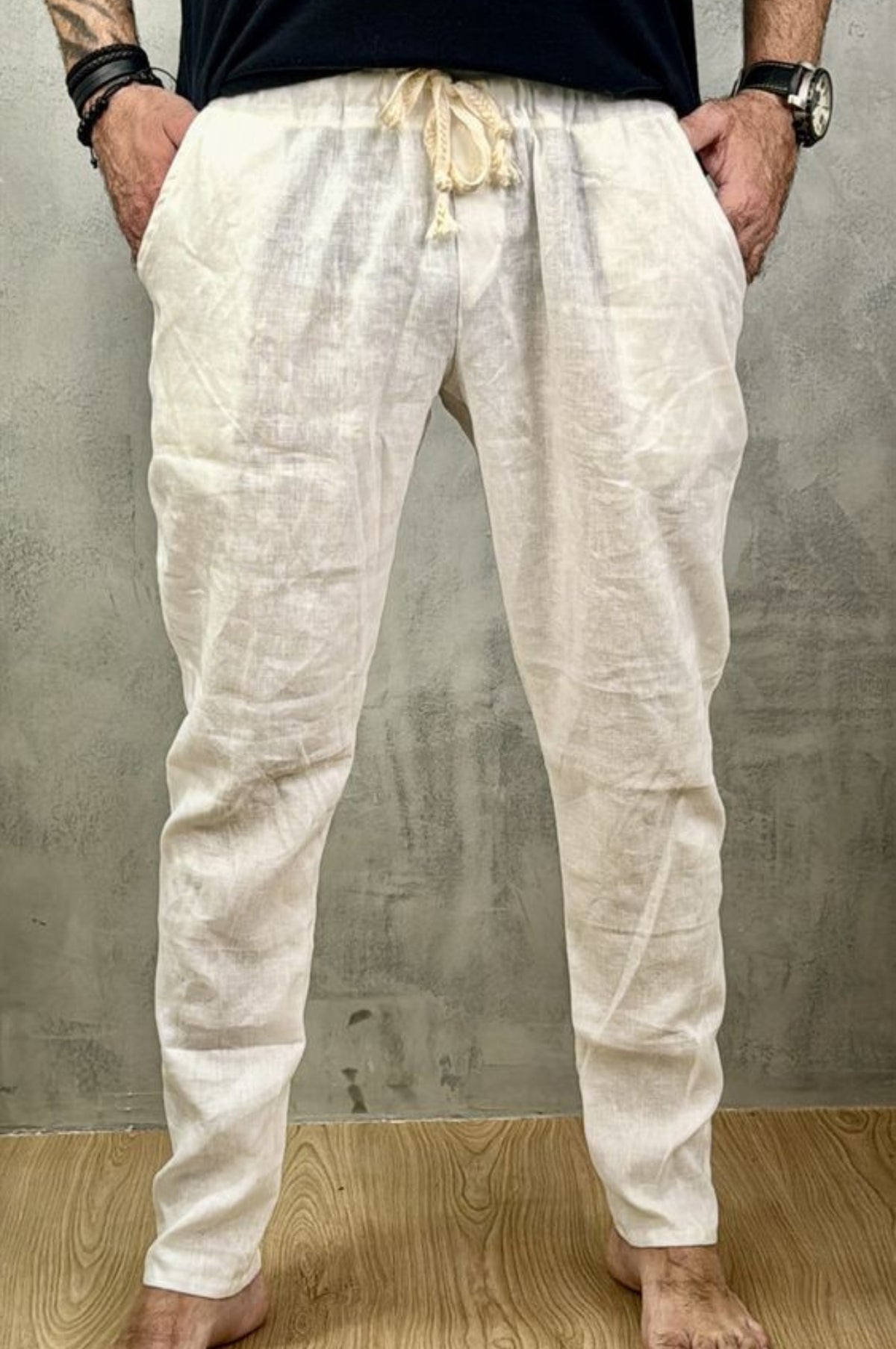 Calça Da Cunha de Linho Puro Off