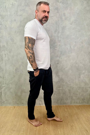 Calça Da Cunha de Linho Puro Preta