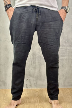 Calça Da Cunha de Linho Puro Preta