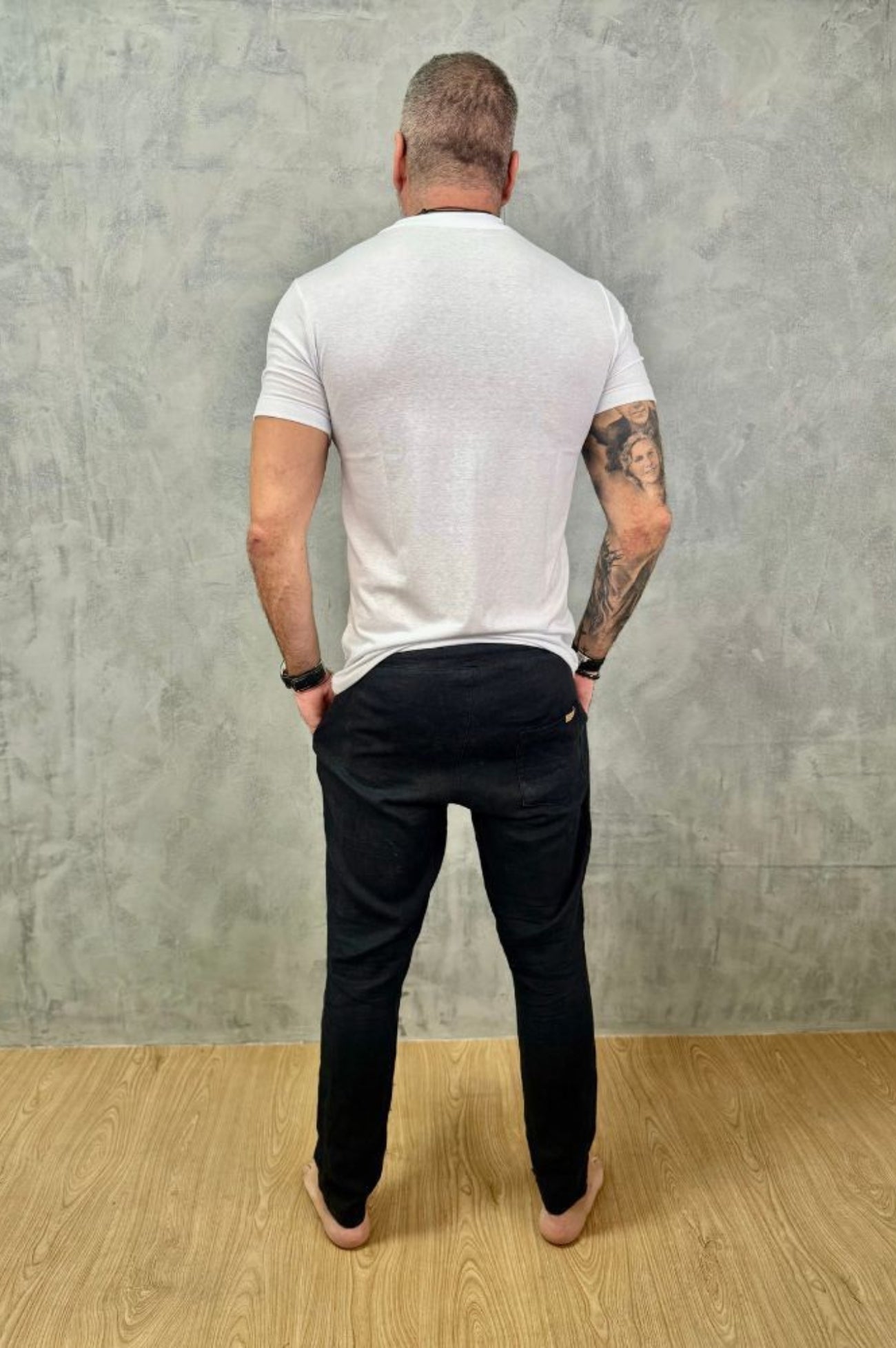 Calça Da Cunha de Linho Puro Preta