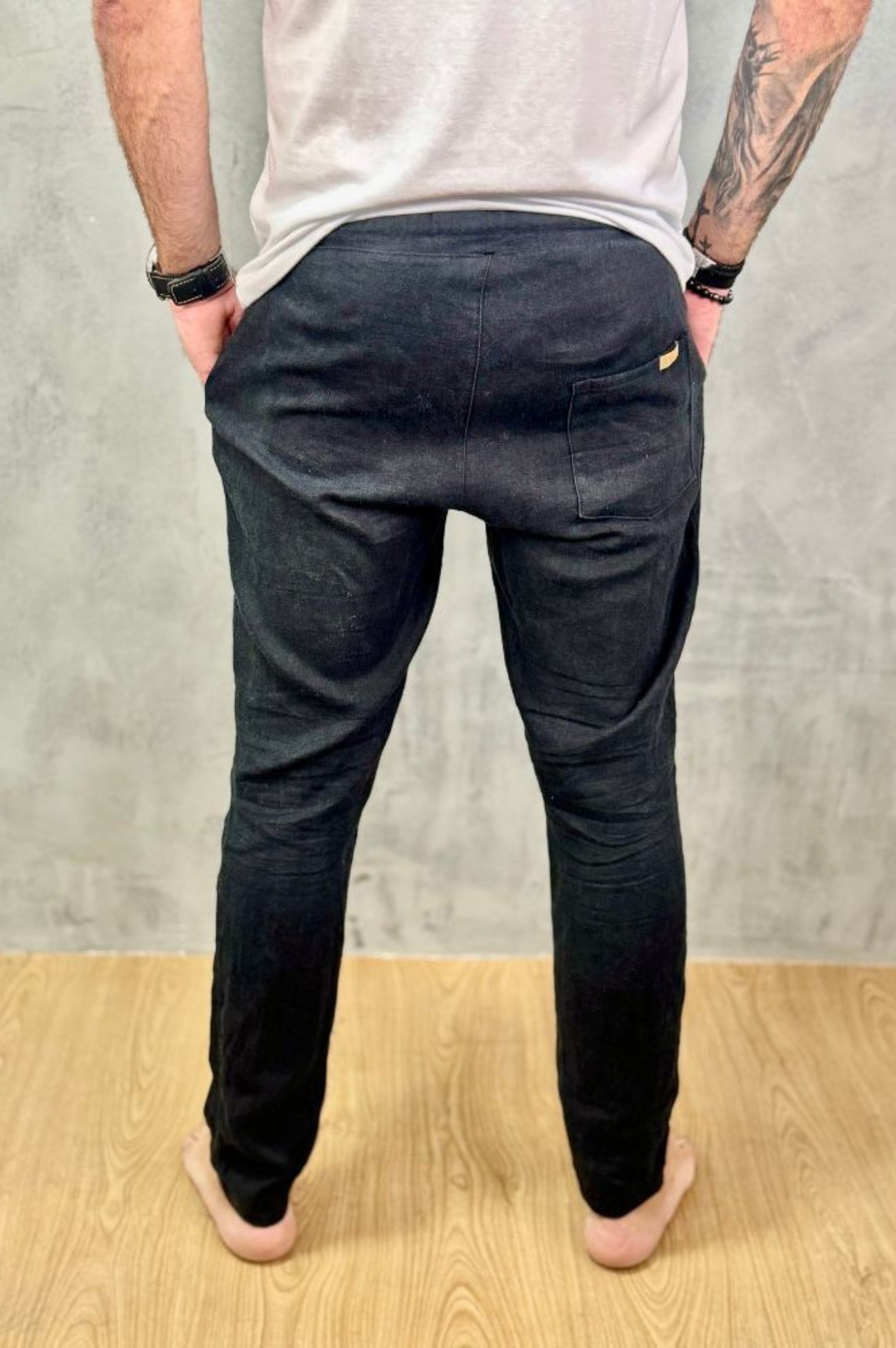 Calça Da Cunha de Linho Puro Preta