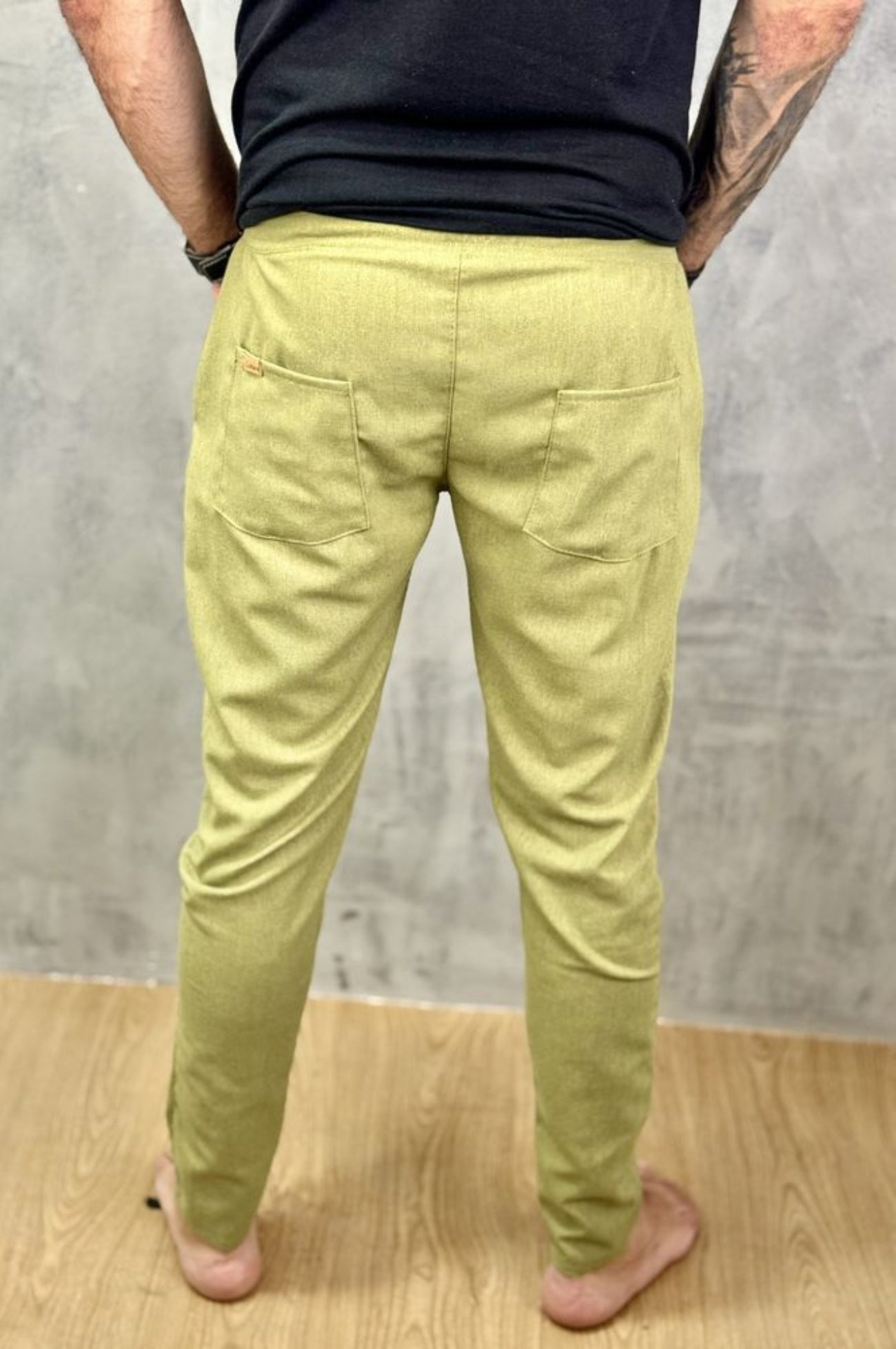 Calça Da Cunha de Linho Puro Verde Oliva