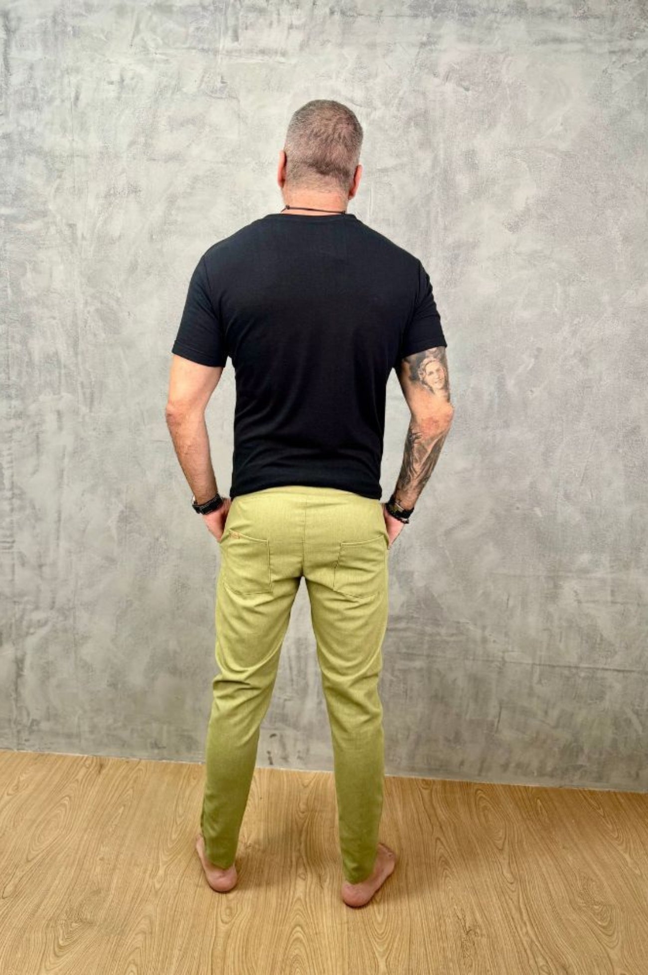 Calça Da Cunha de Linho Puro Verde Oliva