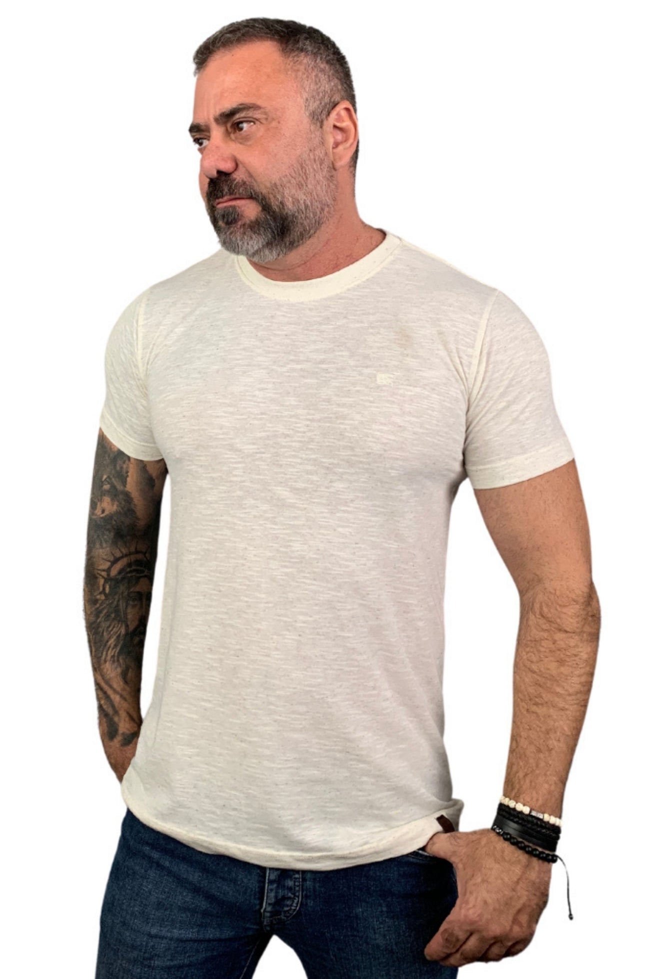 Camiseta Slim Flame Mescla Palha