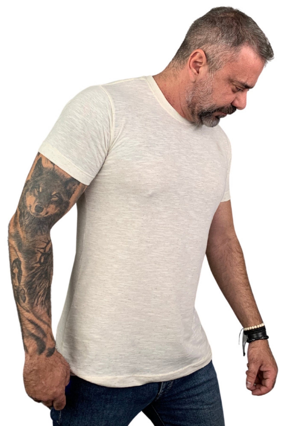 Camiseta Slim Flame Mescla Palha