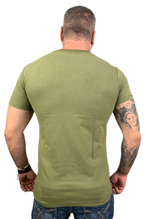 Camiseta Slim Levinha Mescla Verde Musgo