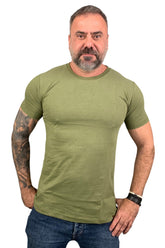 Camiseta Slim Levinha Mescla Verde Musgo