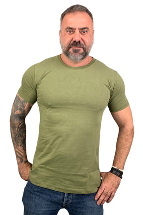 Camiseta Slim Levinha Mescla Verde Musgo