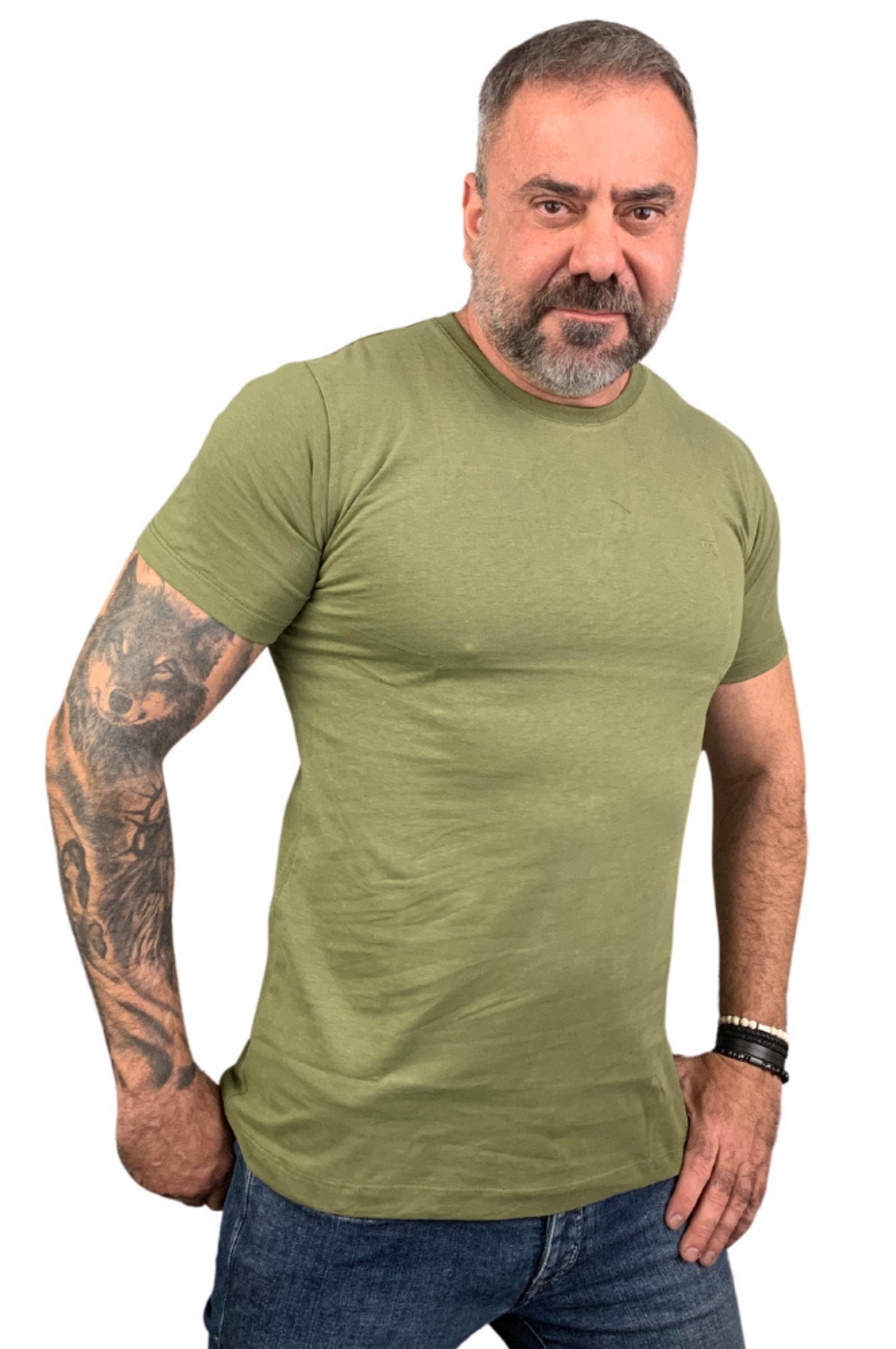 Camiseta Slim Levinha Mescla Verde Musgo