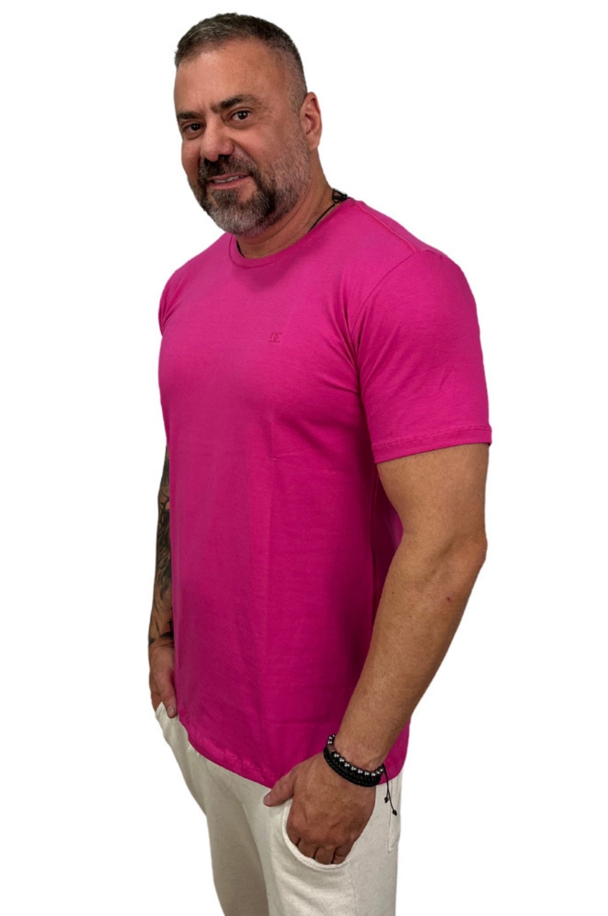 Camiseta Manga Curta Slim Peruana Rosa
