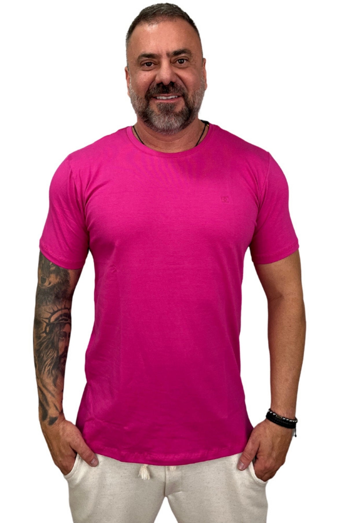 Camiseta Manga Curta Slim Peruana Rosa