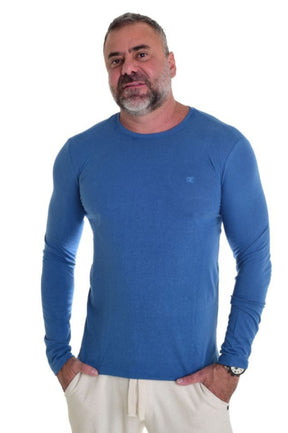 Camiseta Levinha Manga Longa Slim Azul