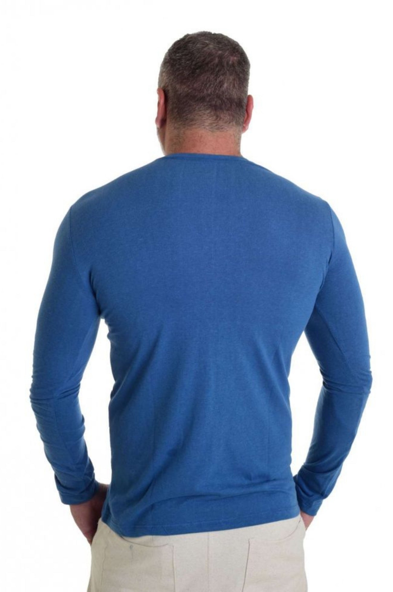 Camiseta Levinha Manga Longa Slim Azul