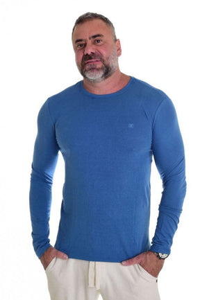 Camiseta Levinha Manga Longa Slim Azul