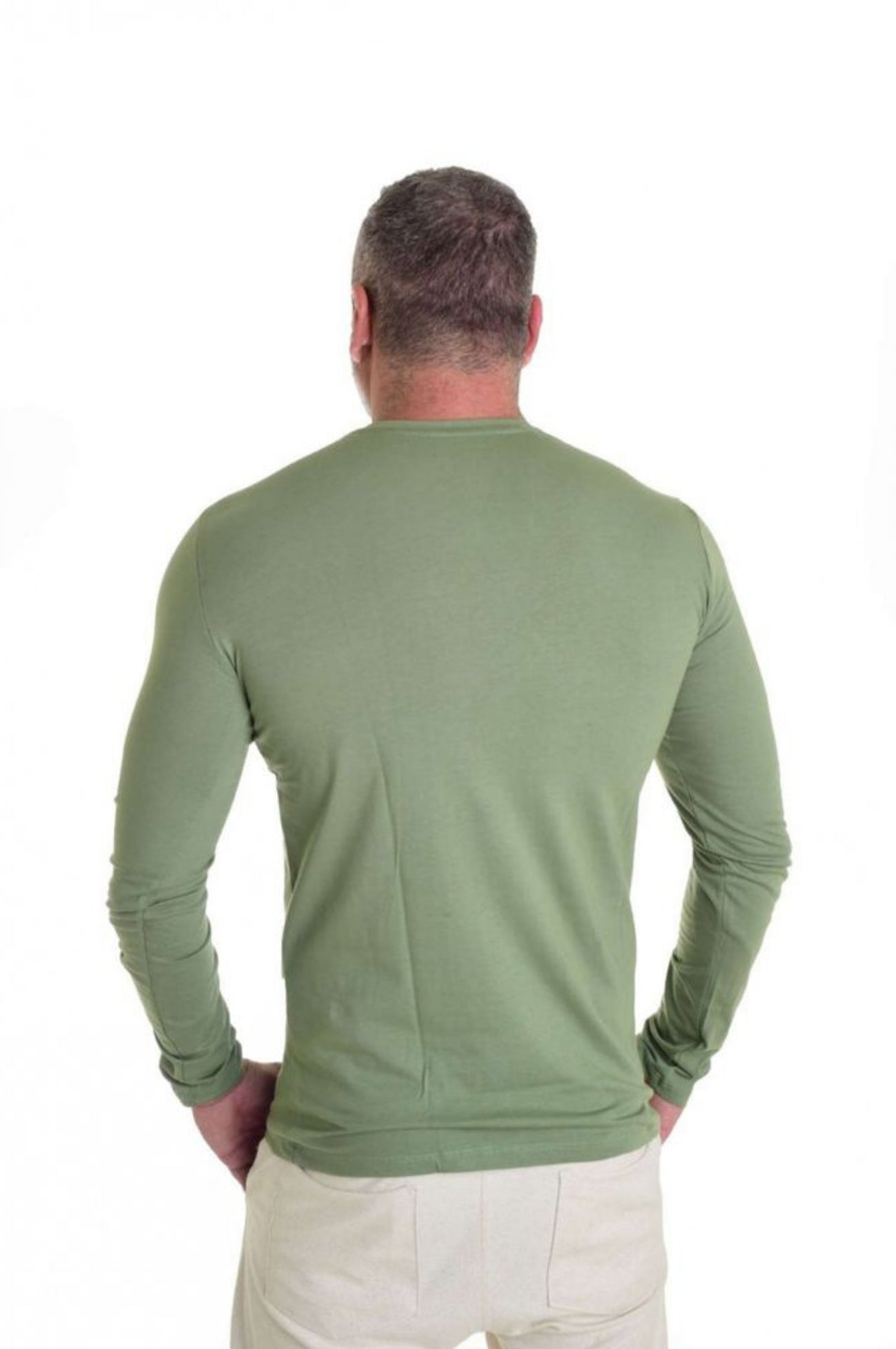 Camiseta Manga Longa Peletizada Slim Verde Musgo