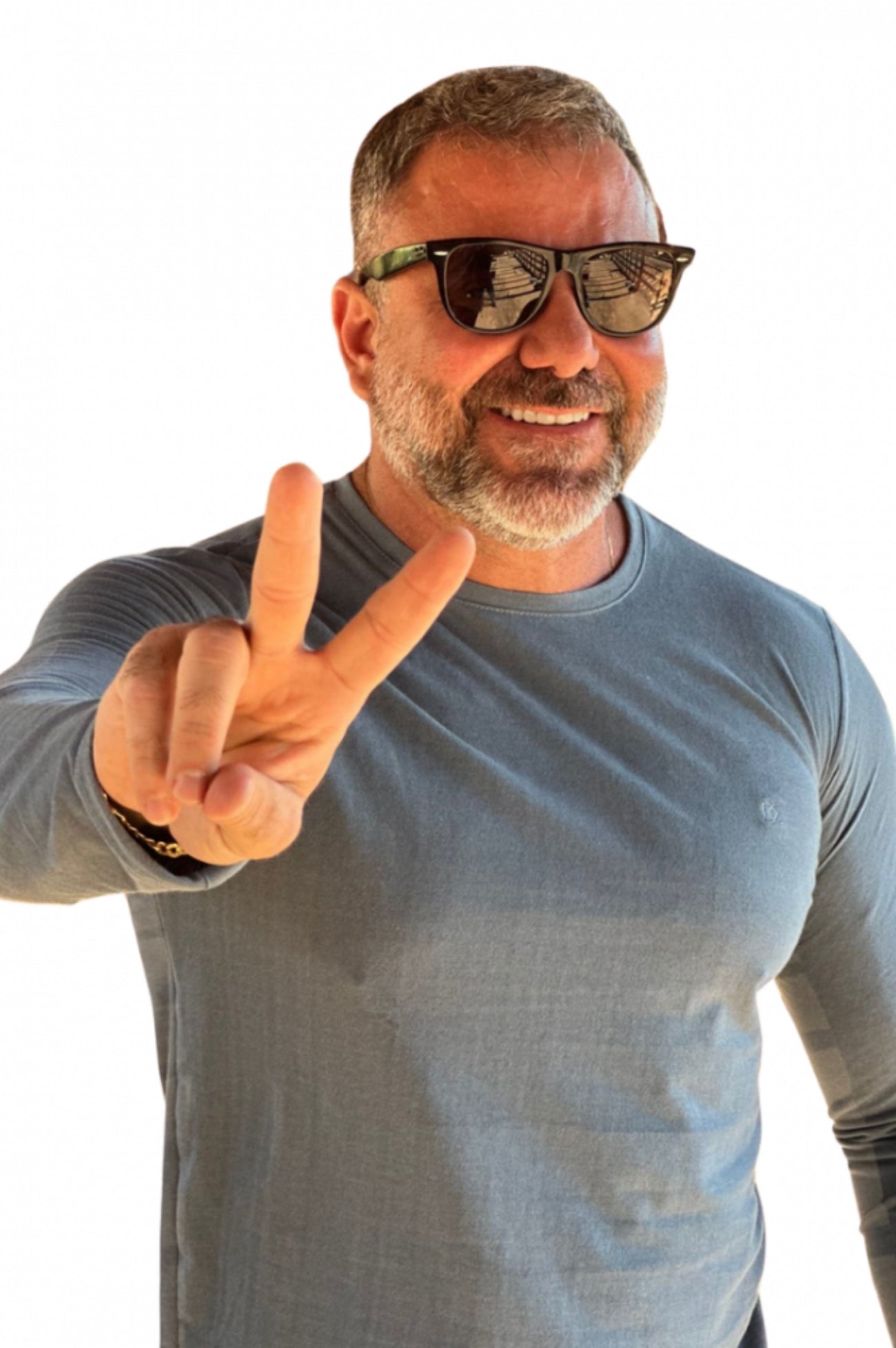 Camisa Slim Manga Longa Peletizada Azul