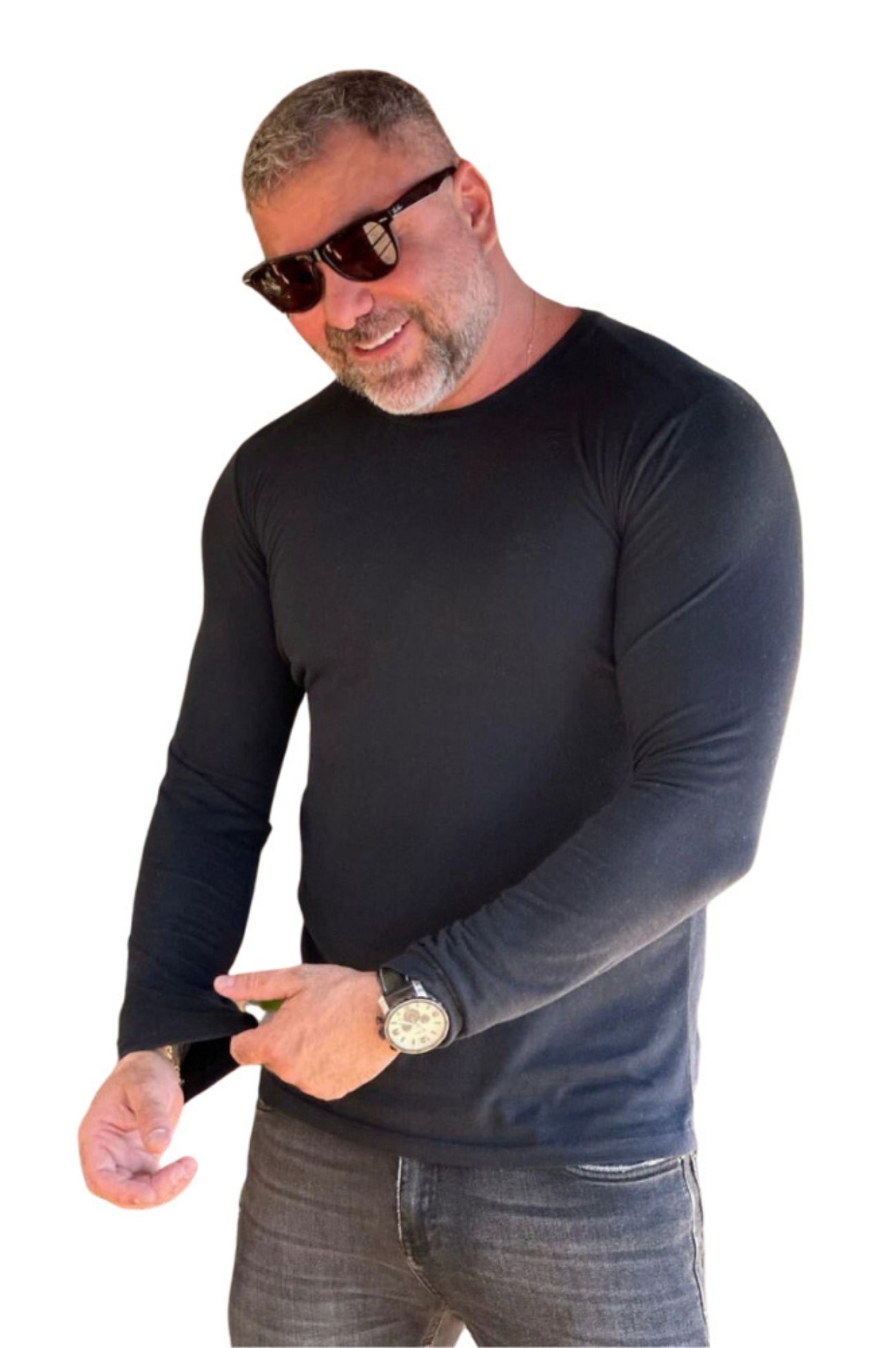 Camiseta Manga Longa Peletizada Slim Preta