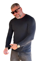 Camiseta Manga Longa Peletizada Slim Preta