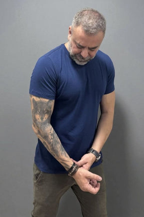 Camiseta Slim Marinho Algodão Egípcio