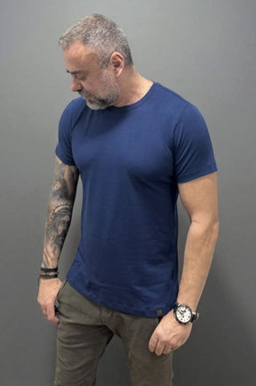 Camiseta Slim Marinho Algodão Egípcio