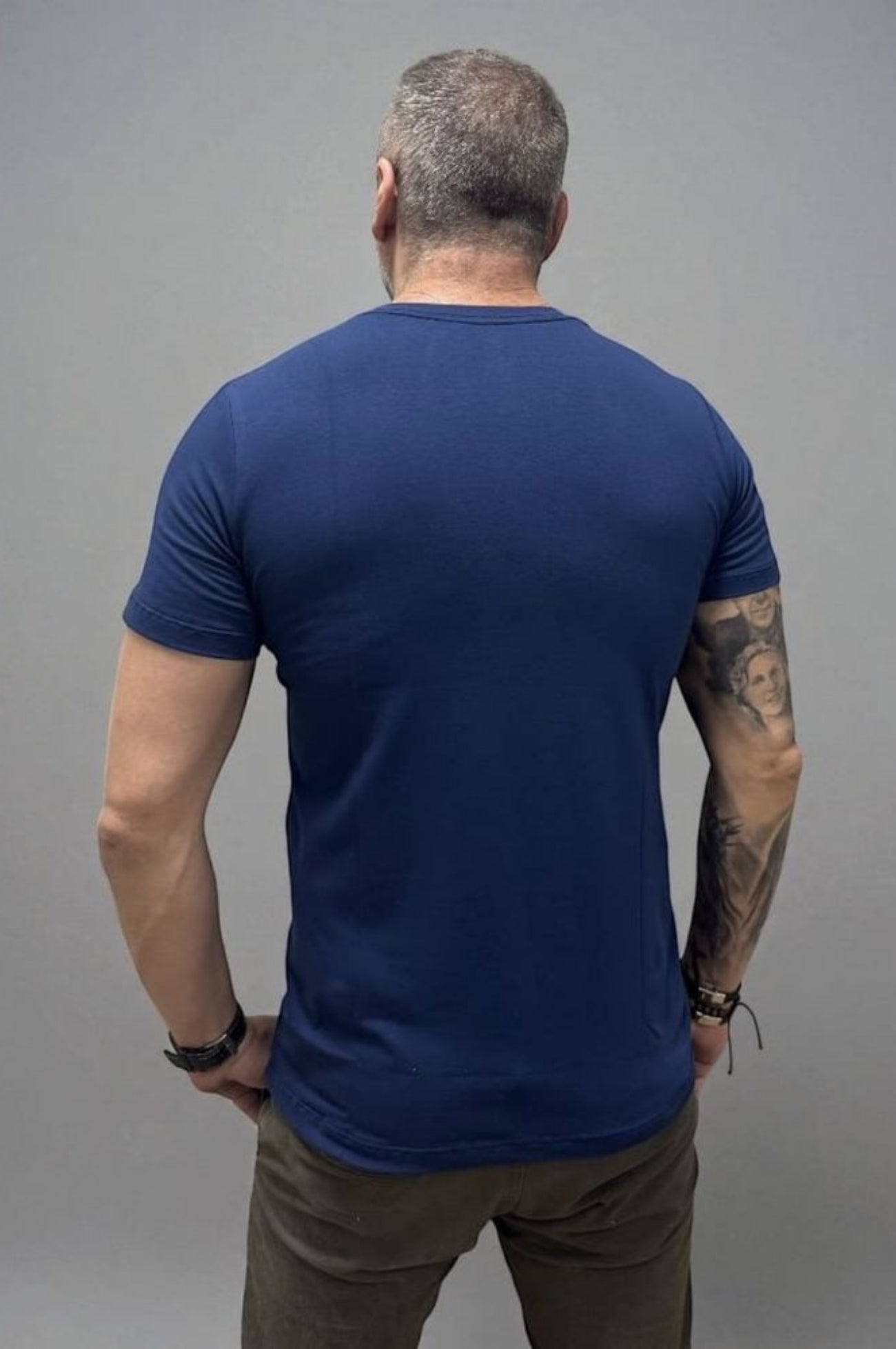 Camiseta Slim Marinho Algodão Egípcio