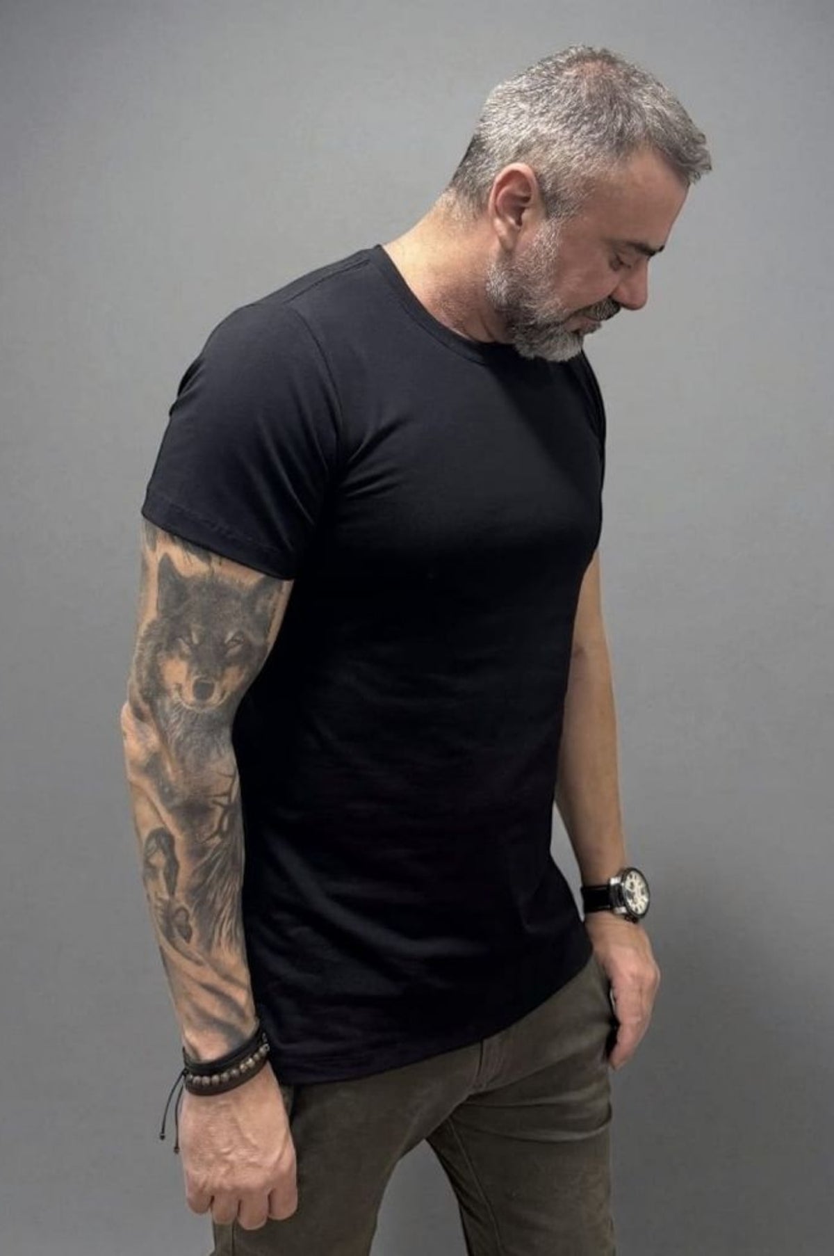 Camiseta Slim Preta Algodão Egípcio