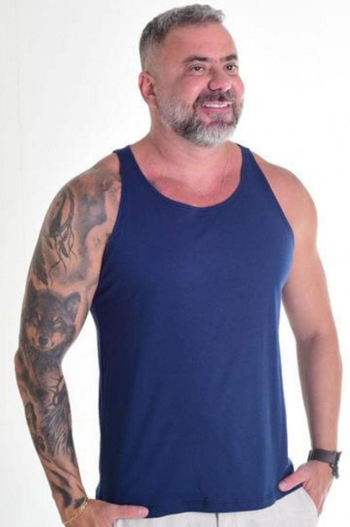 Regata Slim Básica Azul